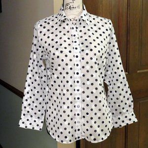 KAREN SCOTT Petites Polka Dot Shirt - M - LIKE NEW